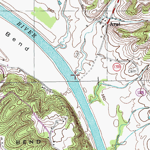 Topographic Map of Lions Branch, KY