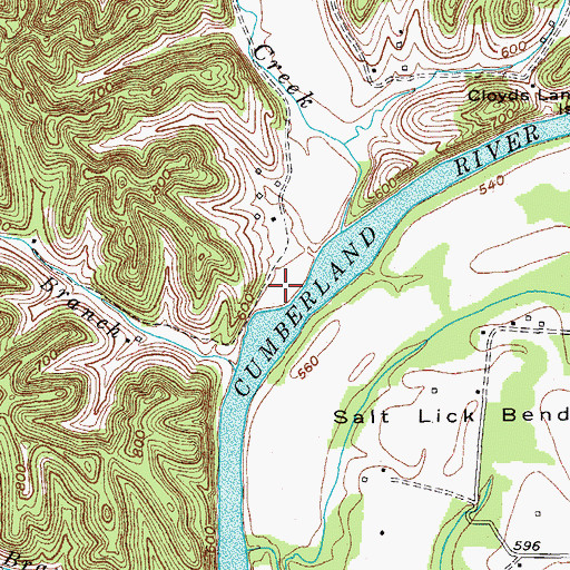 Topographic Map of Mud Camp Bar, KY