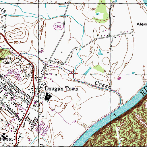 Topographic Map of Rocky Branch, KY