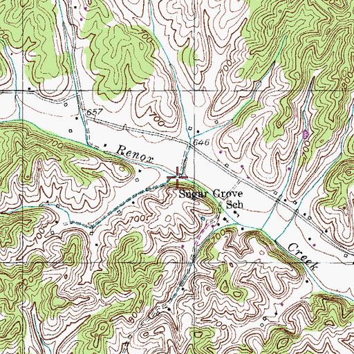 Topographic Map of Shaddoan Branch, KY