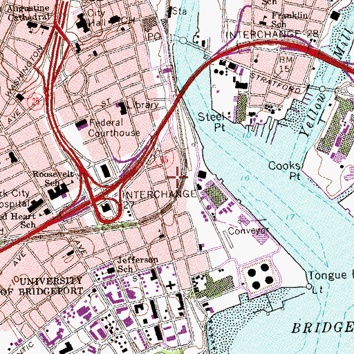Topographic Map of Ballpark At Harbor Yard, CT