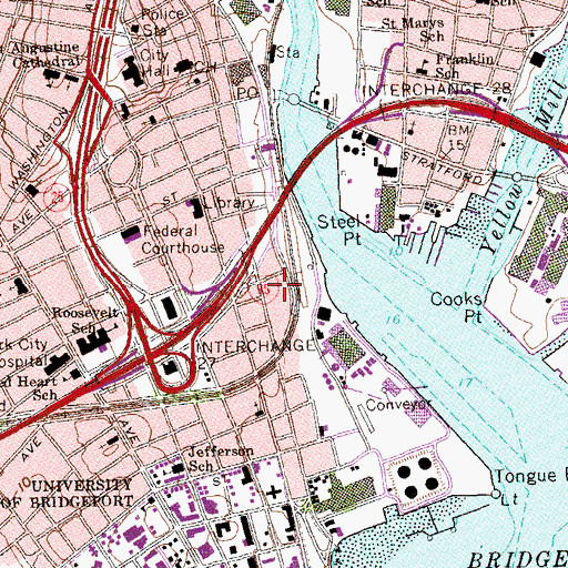 Topographic Map of Arena At Harbor Yard, CT