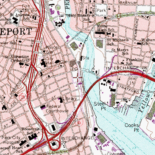 Topographic Map of Park City Plaza, CT
