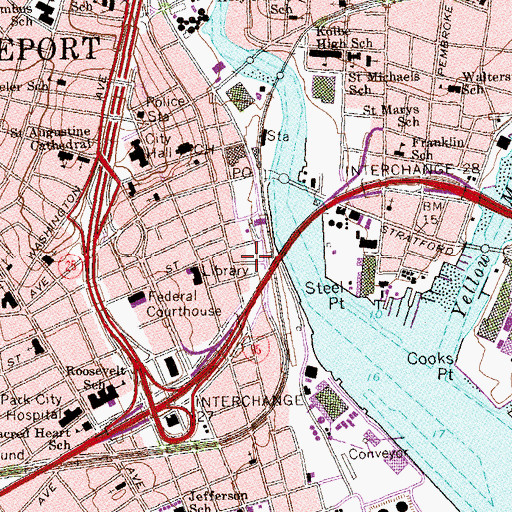 Topographic Map of Bridgeport Center, CT