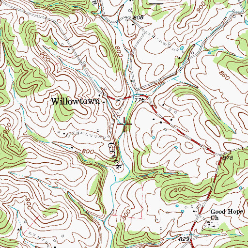 Topographic Map of McFarland Branch, KY