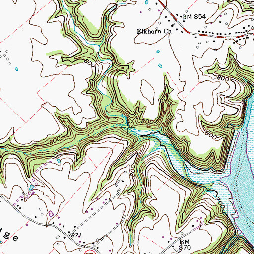 Topographic Map of Wee Yan Branch Robinson Creek, KY
