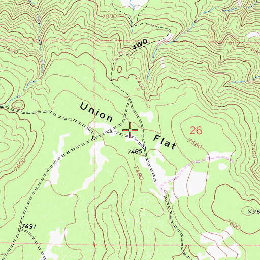 Topographic Map of Union Flat, CA