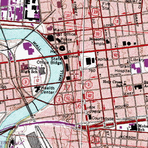 Topographic Map of Lazarus Government Center, OH