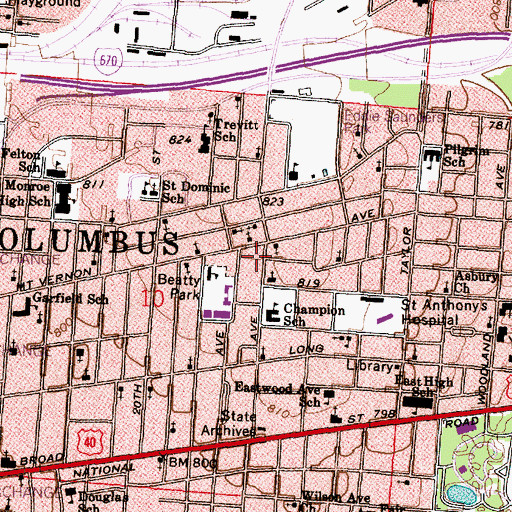 Topographic Map of Poindexter Tower, OH