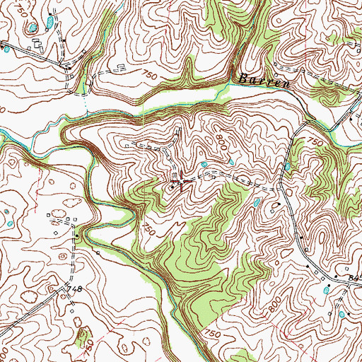 Topographic Map of Blue Spring (historical), KY
