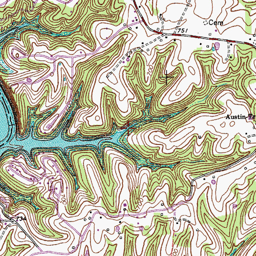 Topographic Map of Broken Arrow Creek, KY