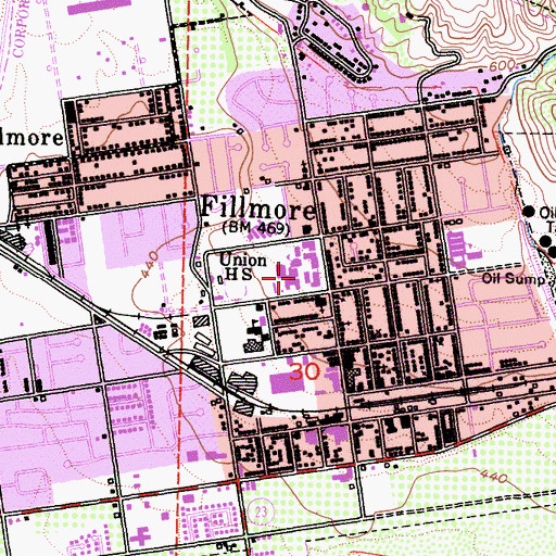 Topographic Map of Union High School, CA