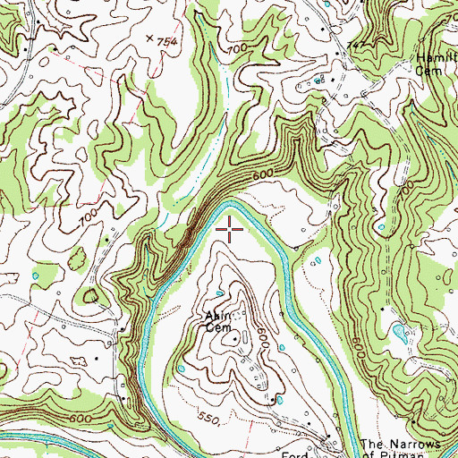 Topographic Map of Akin Bend, KY