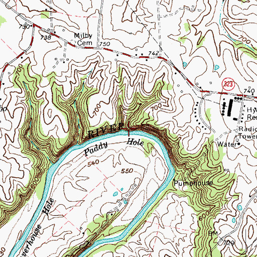 Topographic Map of Buzzards Bluff, KY