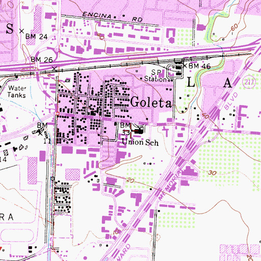 Topographic Map of Union School, CA