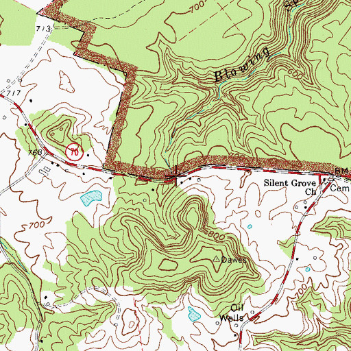 Topographic Map of Blowing Spring, KY