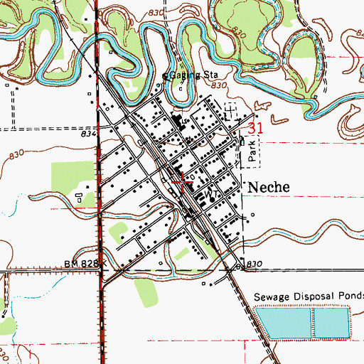Topographic Map of Neche Post Office, ND