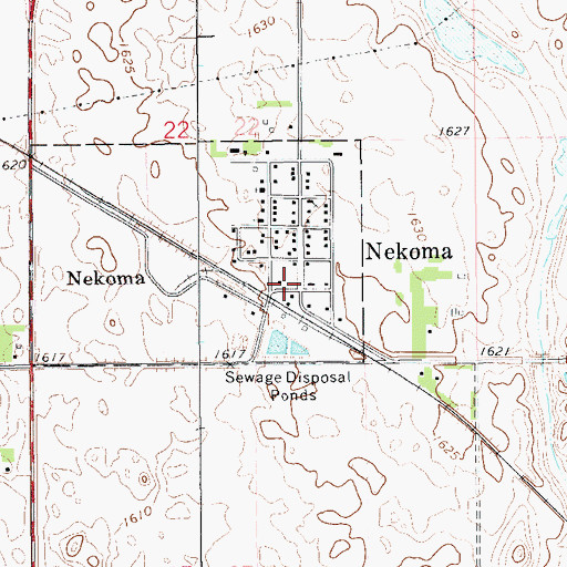 Topographic Map of Nekoma Post Office (historical), ND