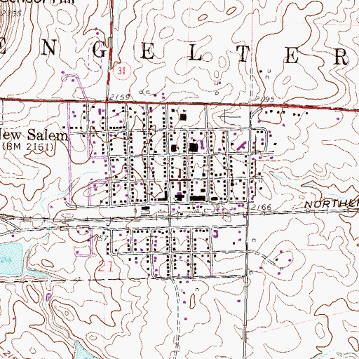 Topographic Map of New Salem Post Office, ND