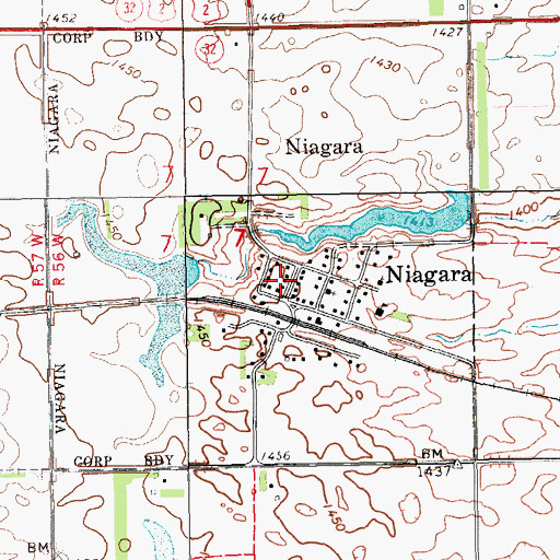 Topographic Map of Niagara Post Office, ND