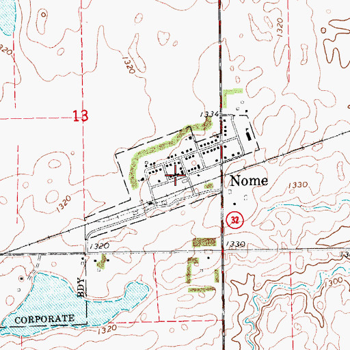 Topographic Map of Nome Post Office, ND