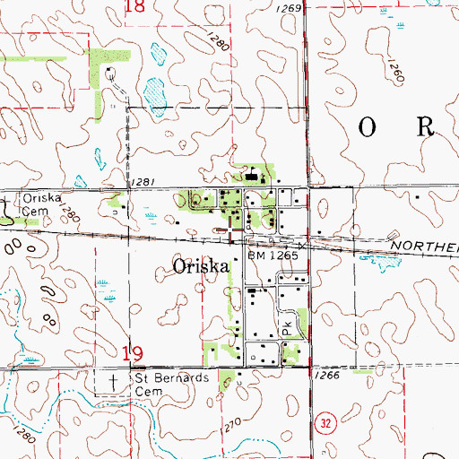 Topographic Map of Oriska Post Office, ND