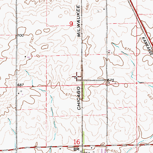 Topographic Map of Tipton Farms, IL