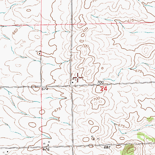 Topographic Map of Freedom Hill Farms, IL