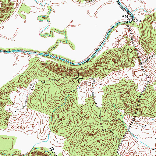 Topographic Map of Browns Ridge, KY