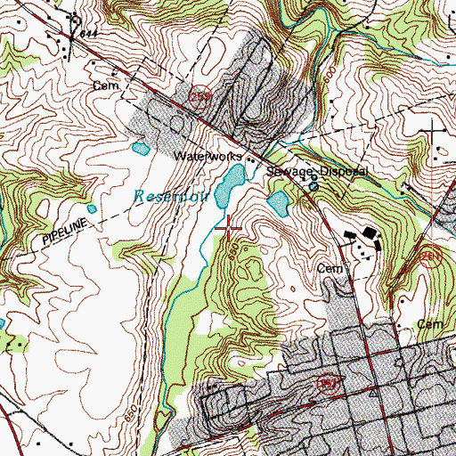 Topographic Map of Hardinsburg Reservoir (historical), KY