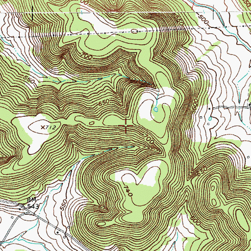 Topographic Map of Cedar Bluff, KY