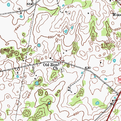 Topographic Map of Old Zion (historical), KY
