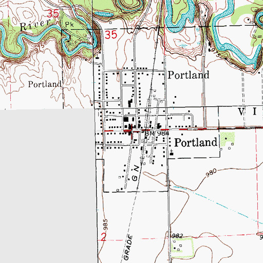 Topographic Map of Portland Post Office, ND