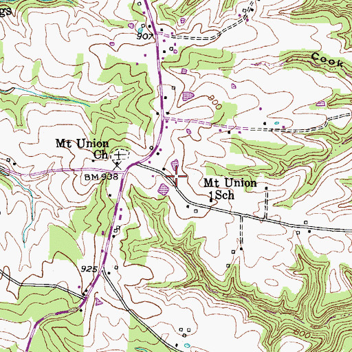 Topographic Map of Mount Union (historical), KY