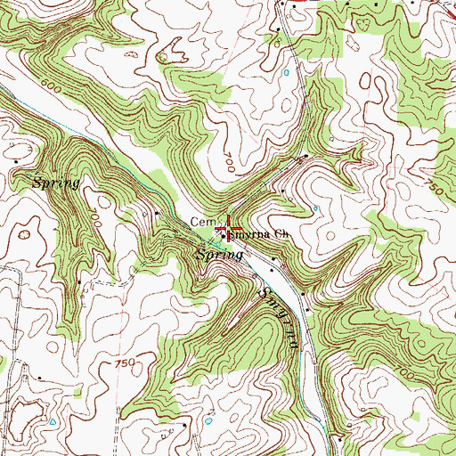 Topographic Map of Smyrna (historical), KY