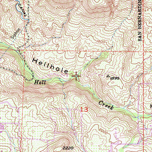 Topographic Map of Upper Hellhole, CA