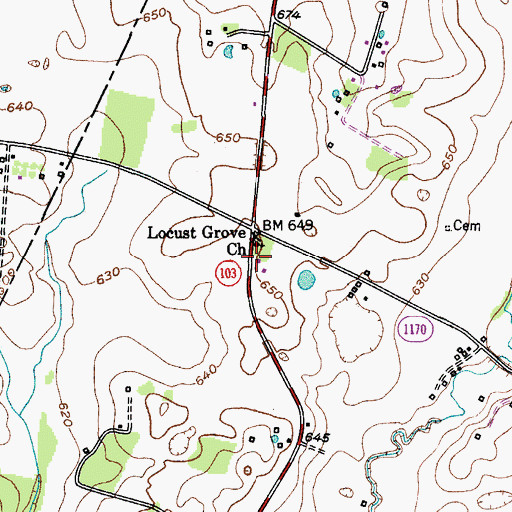 Topographic Map of Locust Grove (historical), KY