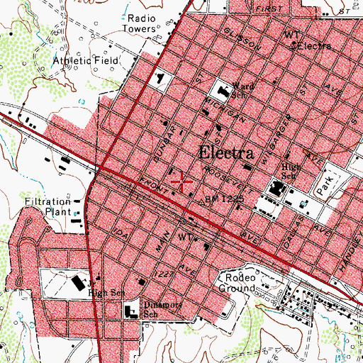 Topographic Map of Grand Theater, TX