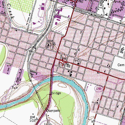 Topographic Map of Plaza Theatre, TX