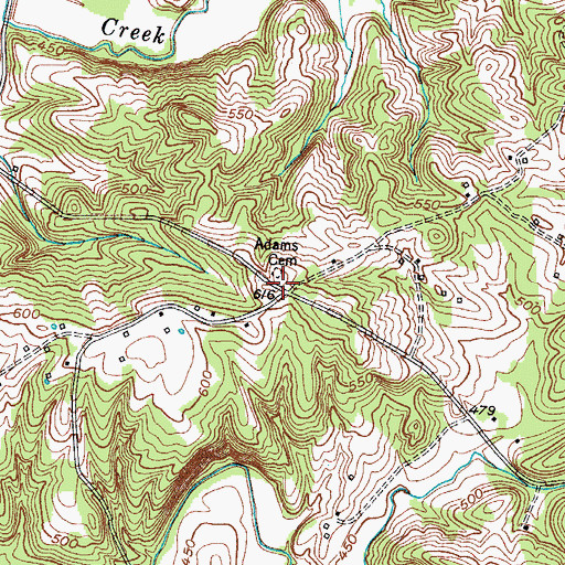 Topographic Map of Adams (historical), KY