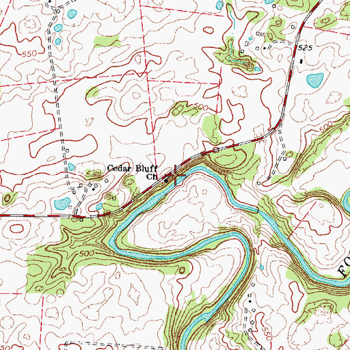 Topographic Map of Cedar Bluff, KY