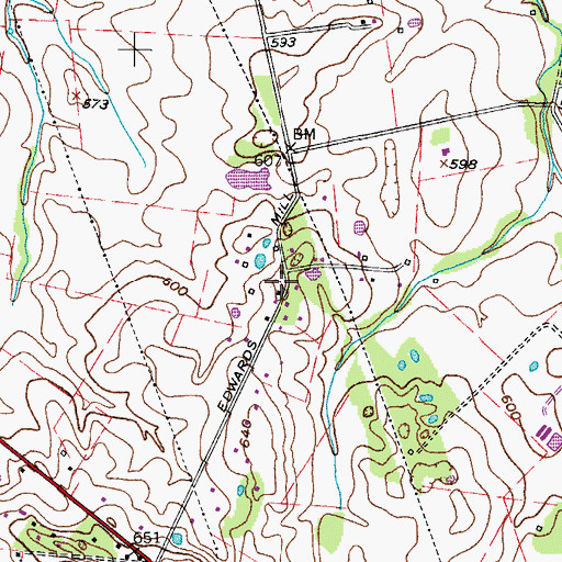 Topographic Map of Edwards Mill (historical), KY