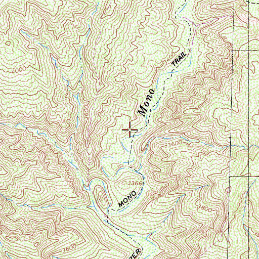 Topographic Map of Upper Mono Trail, CA