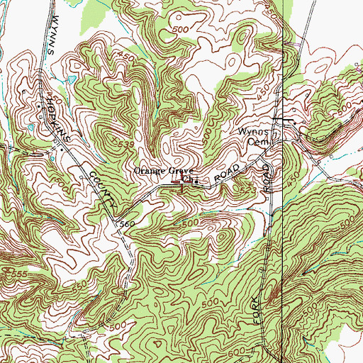 Topographic Map of Orange Grove (historical), KY