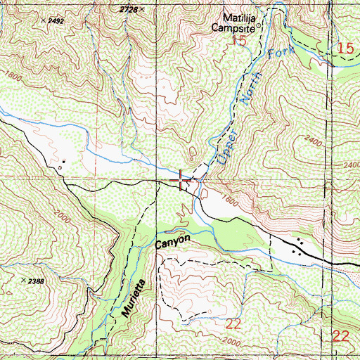 Topographic Map of Upper North Fork Matilija Creek, CA