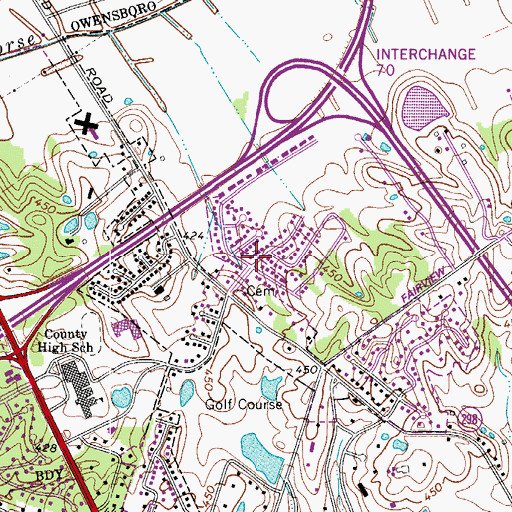 Topographic Map of Brook Hill Estates, KY