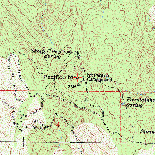 Topographic Map of Upper Pacifico Campground, CA