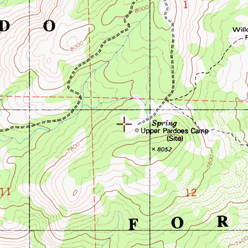 Topographic Map of Upper Pardoes Camp, CA
