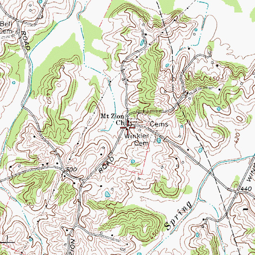 Topographic Map of Mount Zion (historical), KY