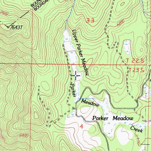 Topographic Map of Upper Parker Meadow, CA